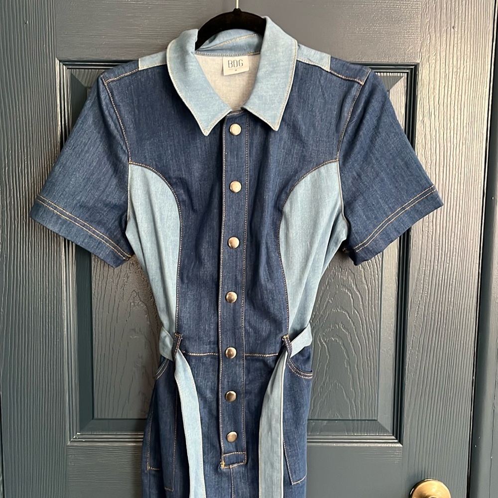 Retro Two-Tone Denim Jumpsuit with Snap Buttons from BDG/Urban Outfitters